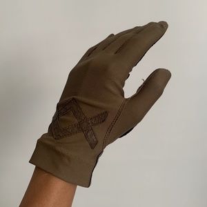 Vintage 60s Fownes Brown Nylon with Leather Accent Driving Gloves